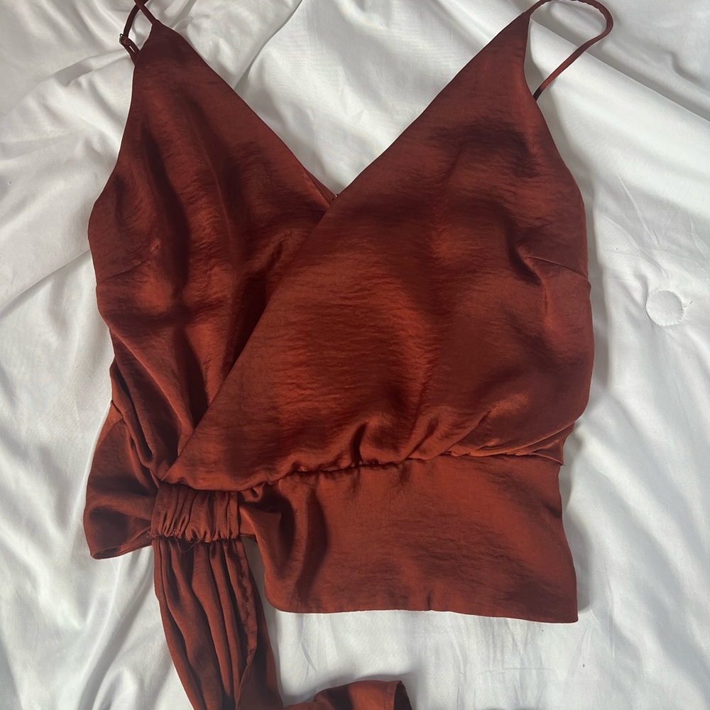 Astr Red Sleeveless Wrap Camisole